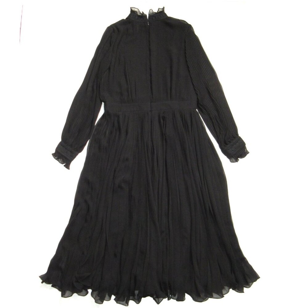 NWT Polo Ralph Lauren Anabelle Midi in Black Georgette Pleated Dress 14 $498 - Picture 7 of 10